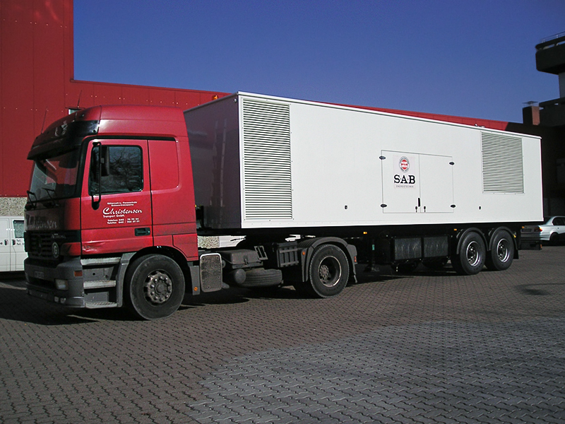 1000 kVA Generating Set on a semi-trailer, super-silenced, electrical control system.